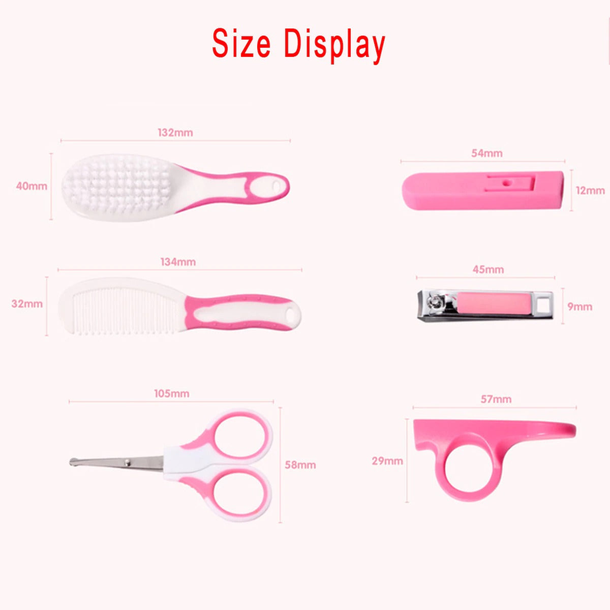 6-in-1 Baby Grooming Kit – Practical Clipper, Hair Brush, Nail Clipper & More for Newborns (Pink/Blue)