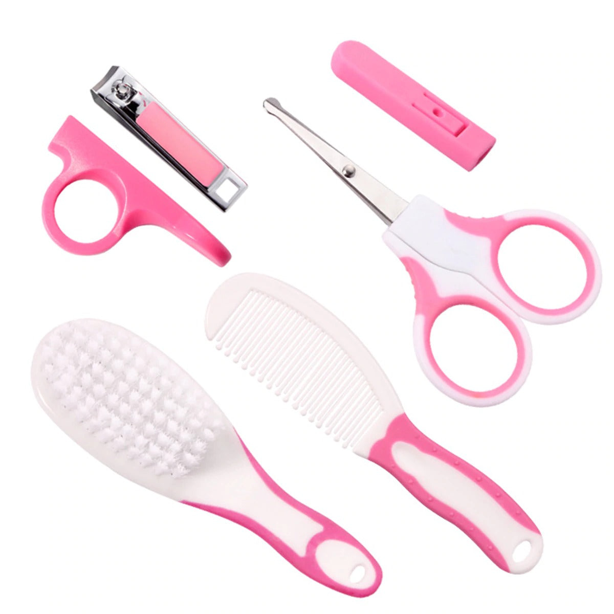 6-in-1 Baby Grooming Kit – Practical Clipper, Hair Brush, Nail Clipper & More for Newborns (Pink/Blue)