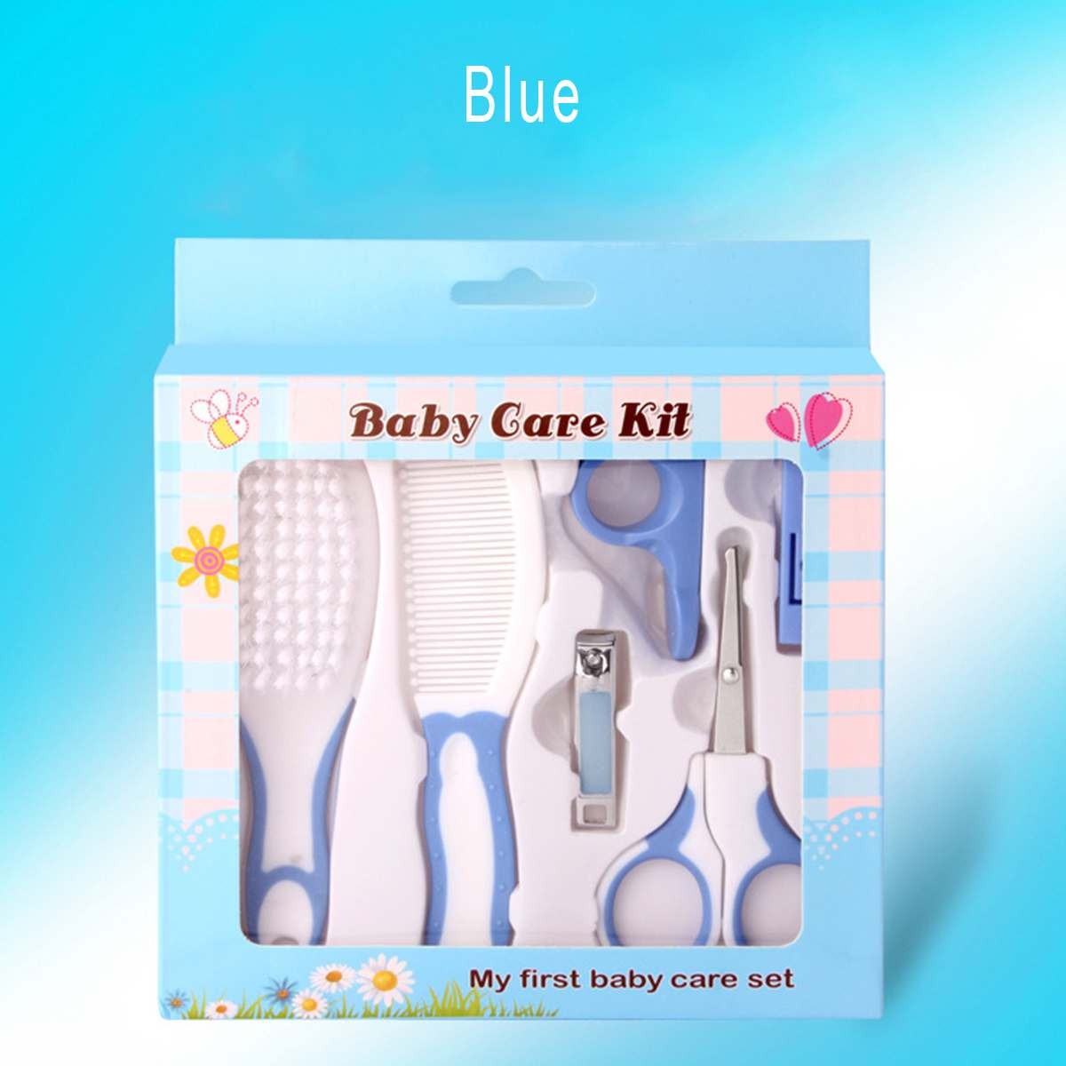 6-in-1 Baby Grooming Kit – Practical Clipper, Hair Brush, Nail Clipper & More for Newborns (Pink/Blue)