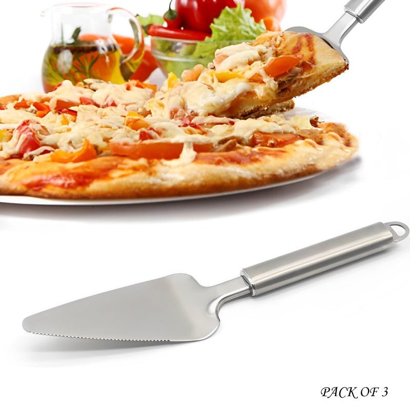 Pack of 3 High-Quality Stainless Steel Cake & Pizza Servers – 2-in-1 Cutter & Server