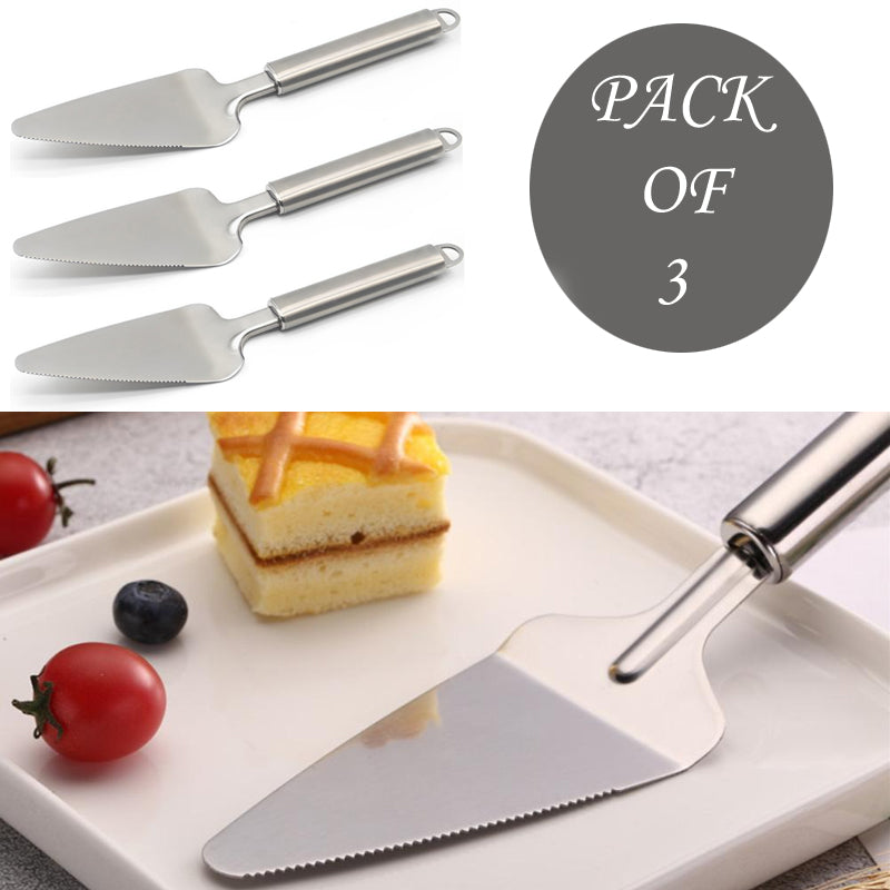 Pack of 3 High-Quality Stainless Steel Cake & Pizza Servers – 2-in-1 Cutter & Server