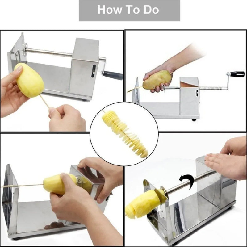 High-Quality Stainless Steel Manual Potato Spiral Cutter – Eco-Friendly, Heavy-Duty Kitchen Tool