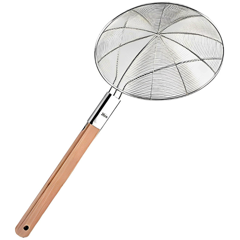 Eco-Friendly Wooden Handle Stainless Steel Frying Oil Strainer – Durable & Sustainable (Available in Multiple Sizes)