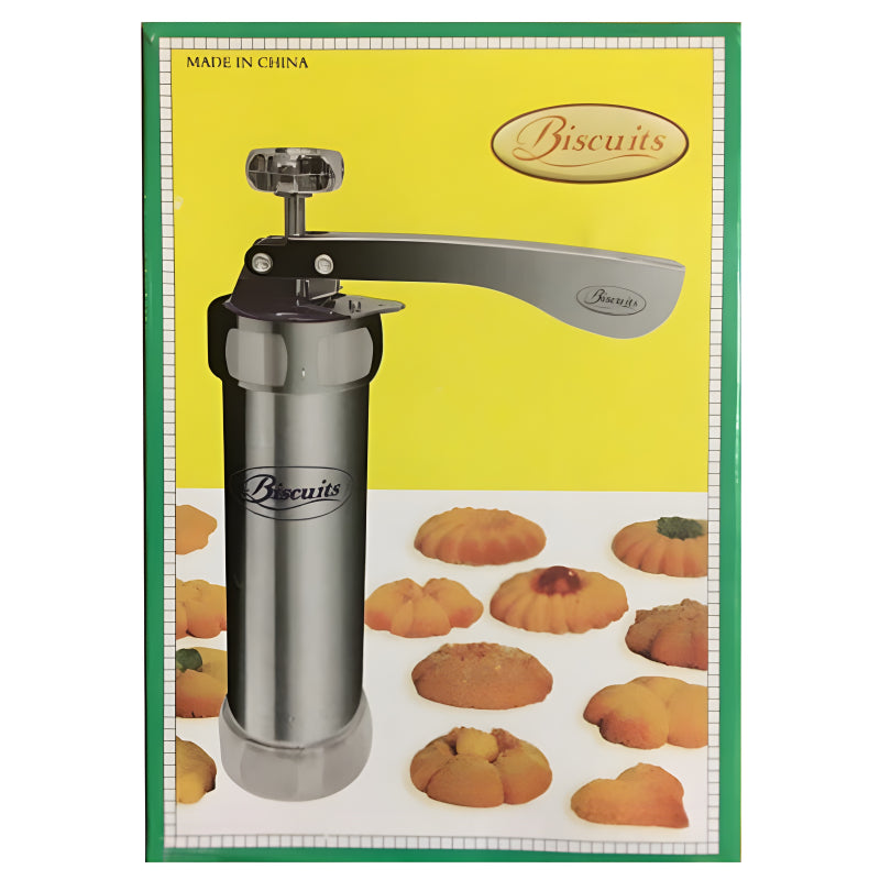 Multi-Pattern Cookie Press Machine – DIY Biscuit Maker with 20 Disc Molds & 4 Icing Nozzles