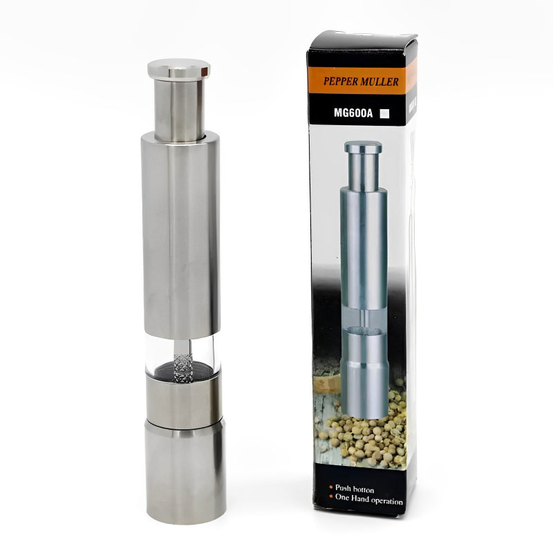 One-Handed Operation Thumb Push Stainless Steel Spice Grinder – Eco-Friendly & Portable