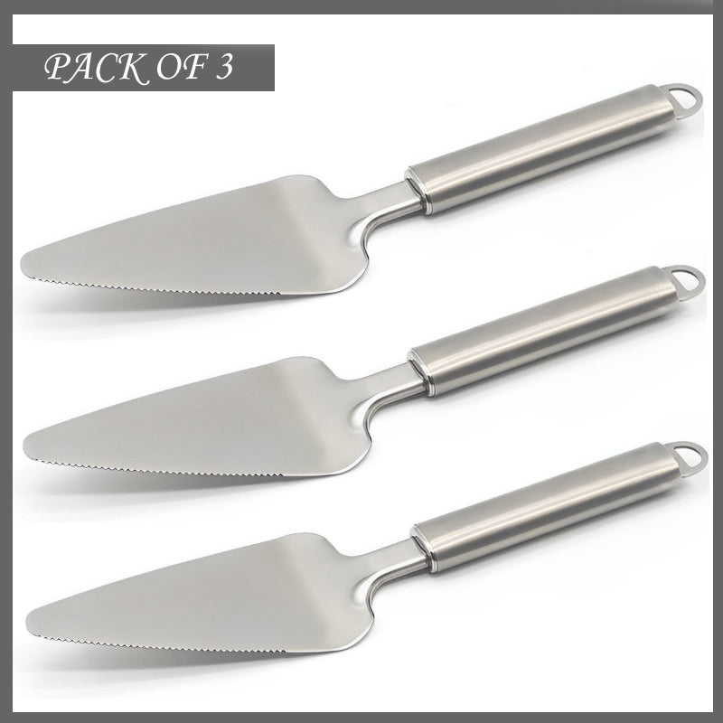 Pack of 3 High-Quality Stainless Steel Cake & Pizza Servers – 2-in-1 Cutter & Server